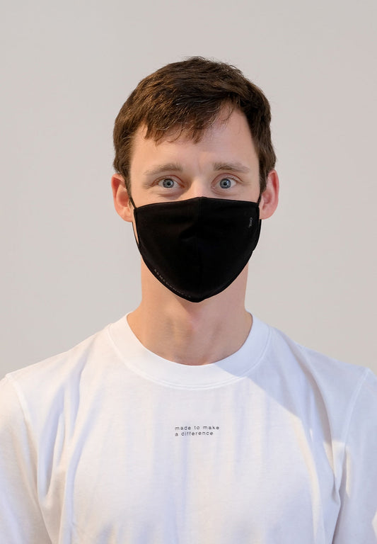 Masque noir en coton bio et polyester recyclé - Redaav AA