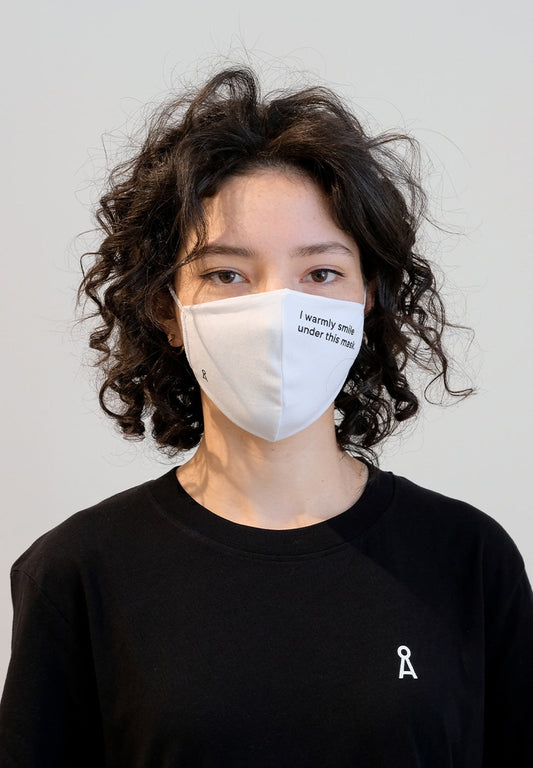 Masque blanc avec écritures en coton bio et polyester recyclé - Redaav warmly