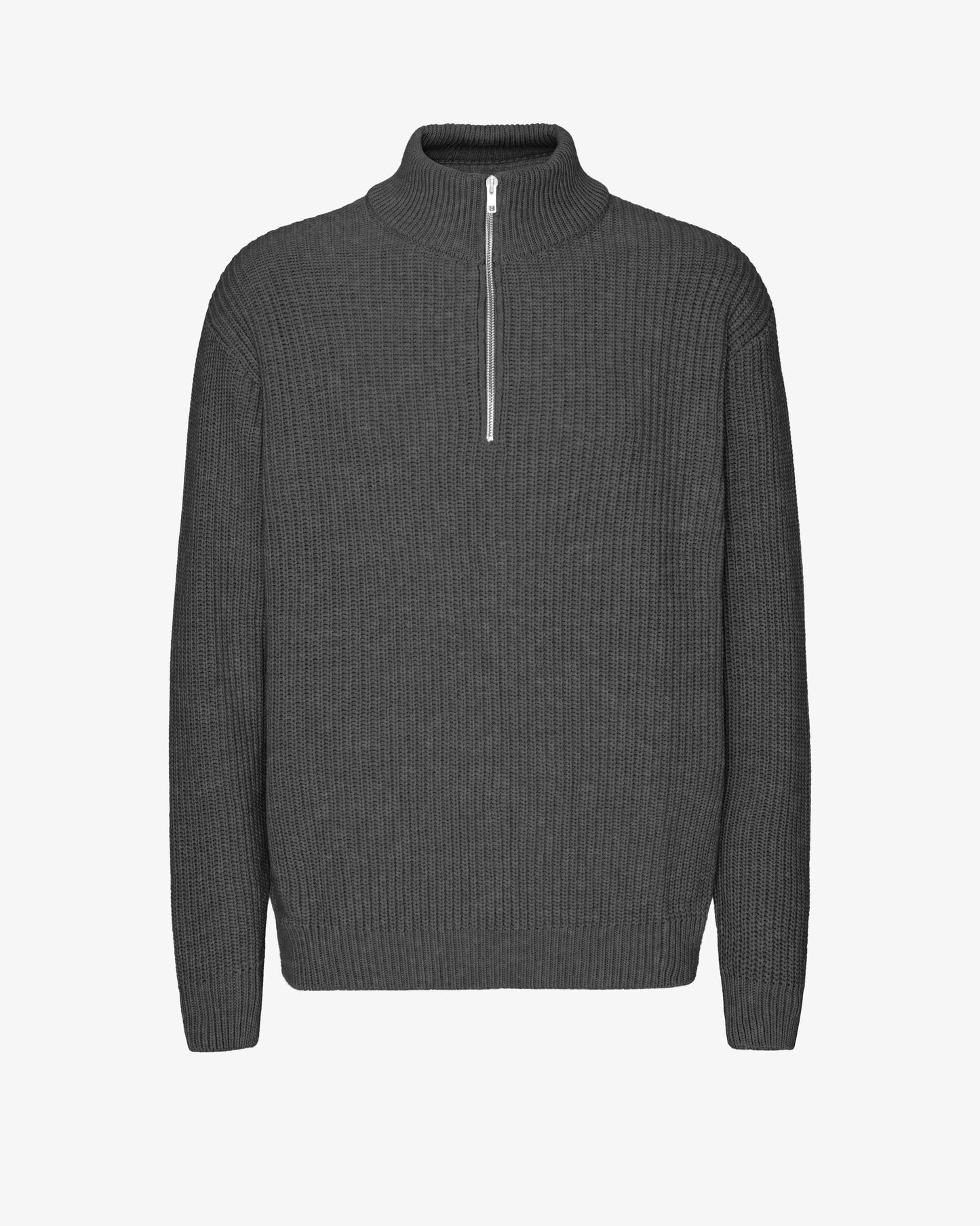 Pull col zippé en laine mérinos recyclée | gris "merino quarter zip - lava grey"
