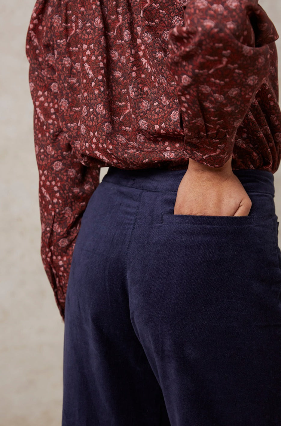 Pantalon droit marine velours en coton bio - reese velvet trousers navy