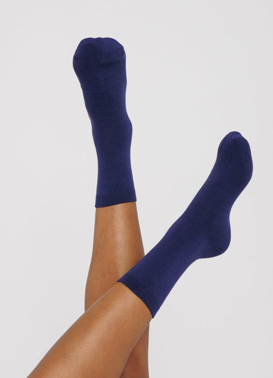 Pack 2 paires de chaussettes hautes en coton bio | bleu "cobalt"
