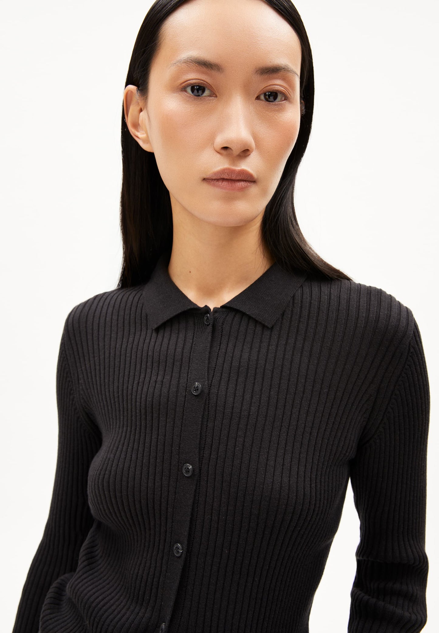 Cardigan en coton bio et tencel | noir "riciaa - black"
