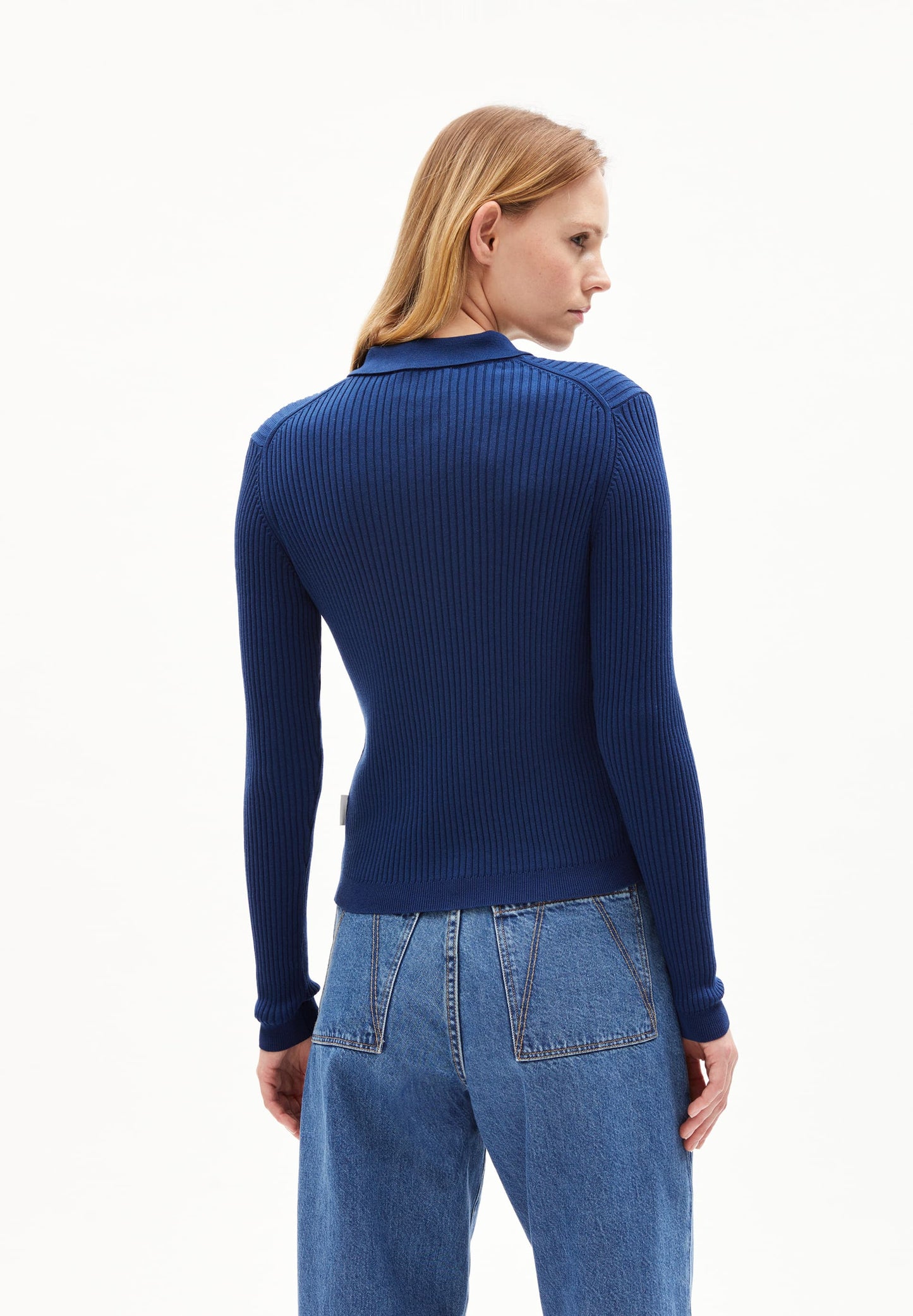 cardigan en coton bio | bleu "riciaa - faded indigo"