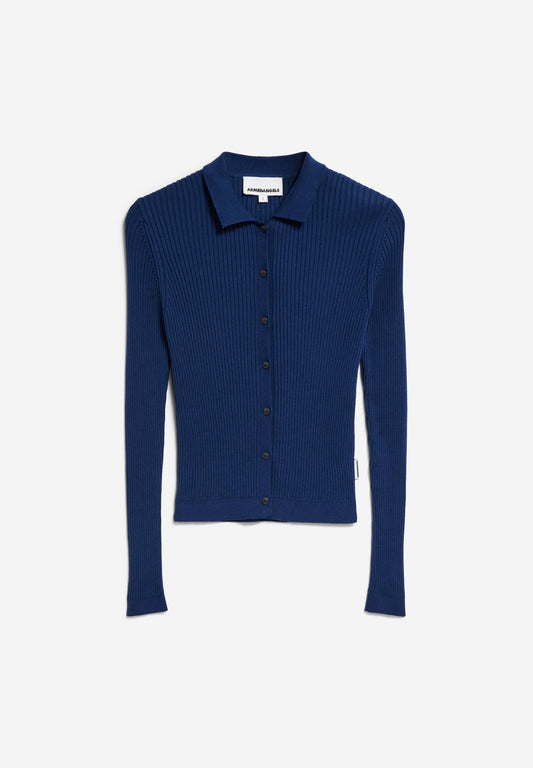 cardigan en coton bio | bleu "riciaa - faded indigo"