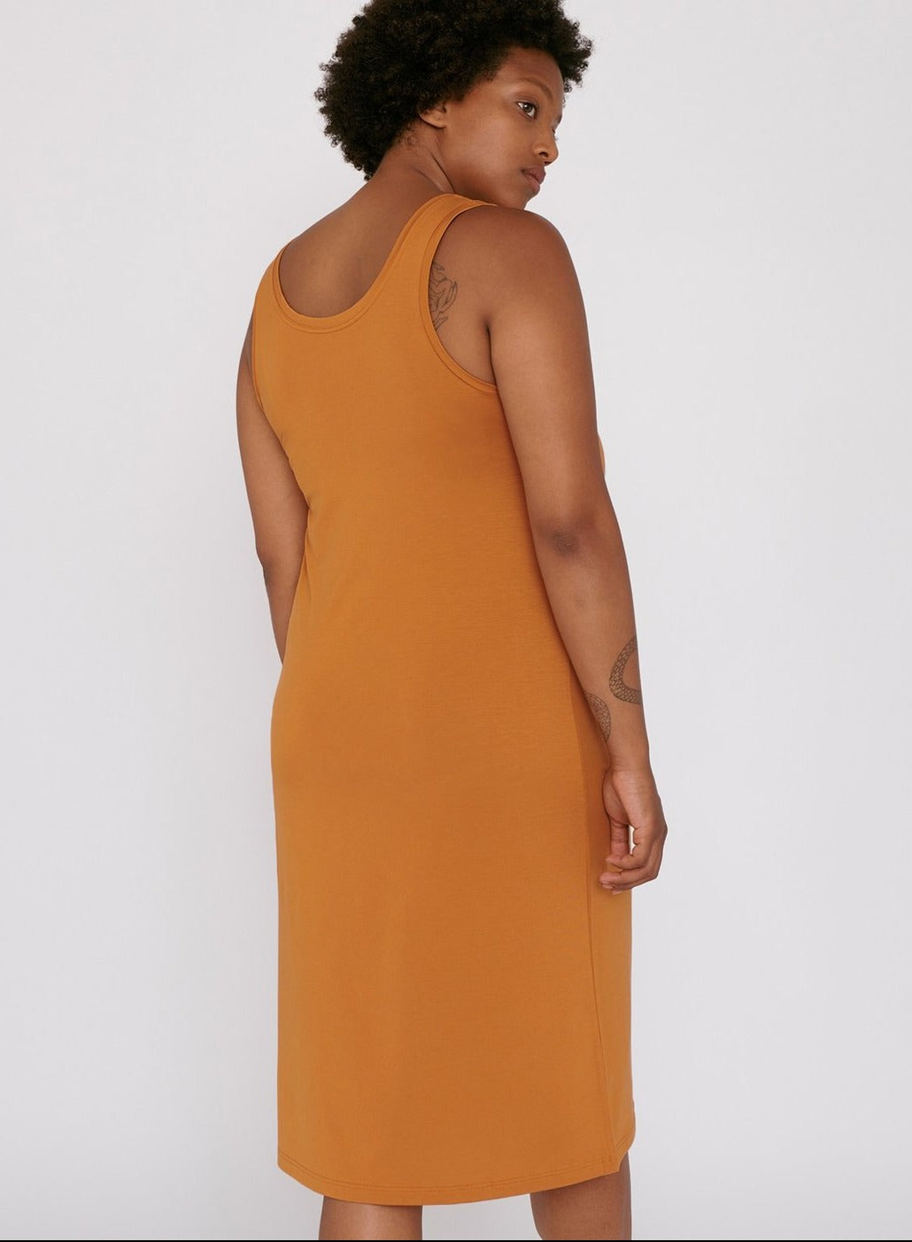 Robe légère ocre en tencel - ocher