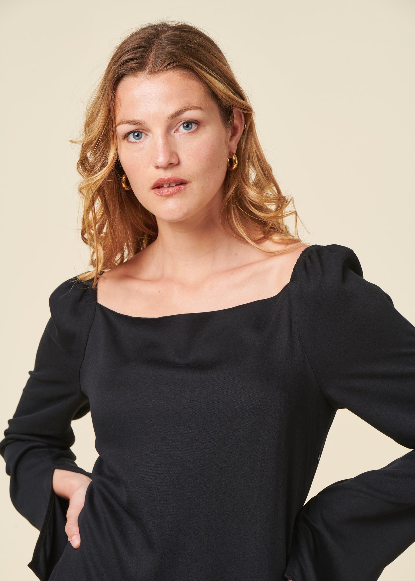 Robe en tencel® (procédé Lyocell) | noir "Glad - black"