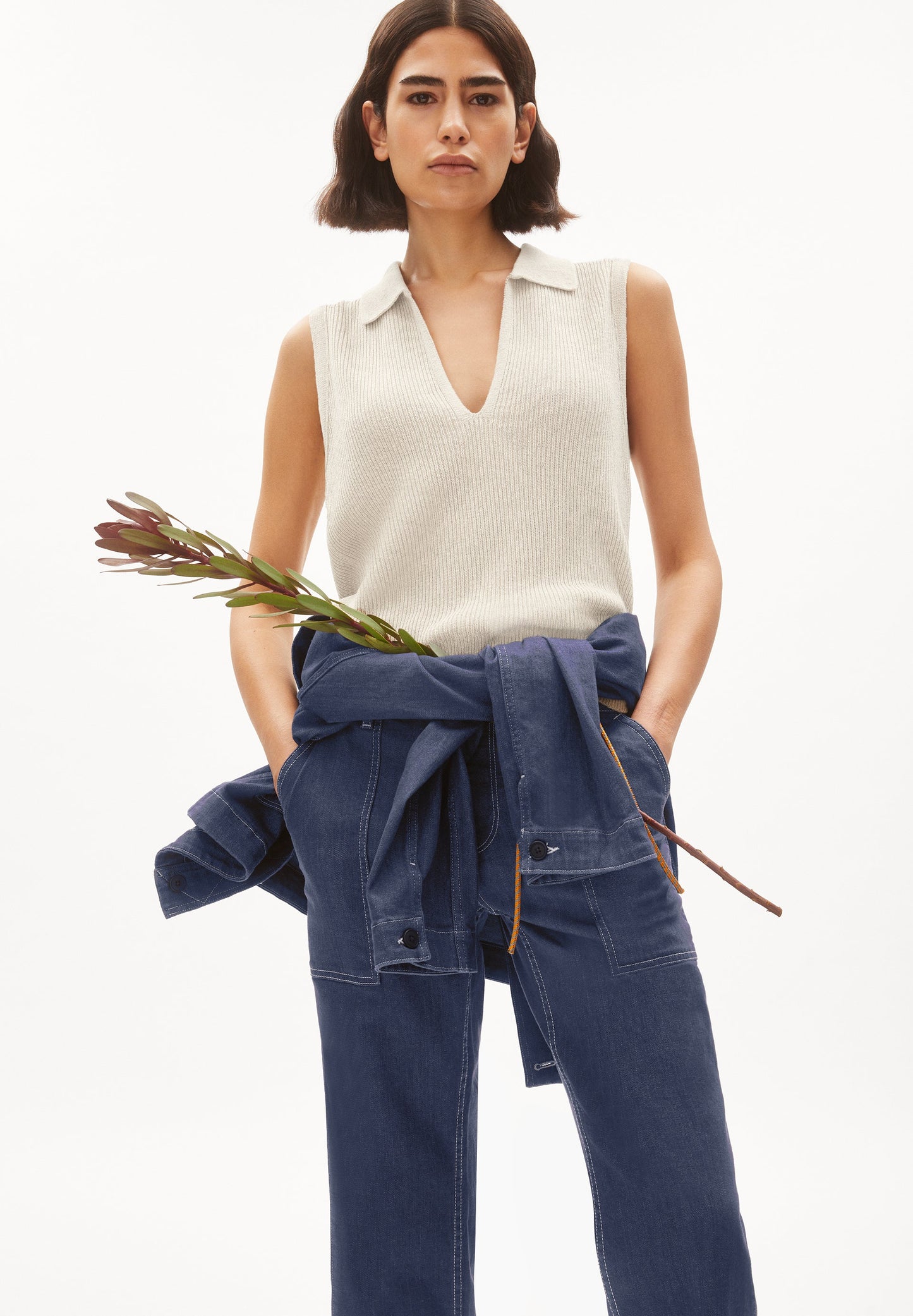Pull sans manche en lin et matières recyclées non teint - robertaa lino undyed