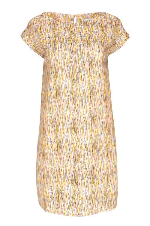 Robe courte motifs jaune et rose en tencel - Rohina