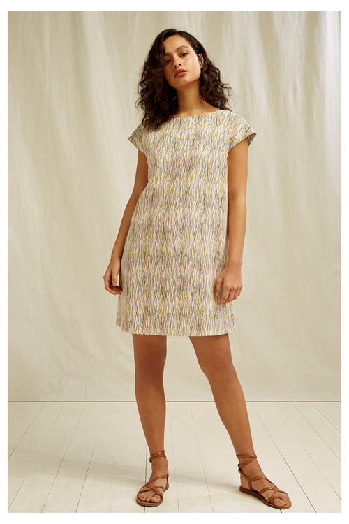 Robe courte motifs jaune et rose en tencel - Rohina