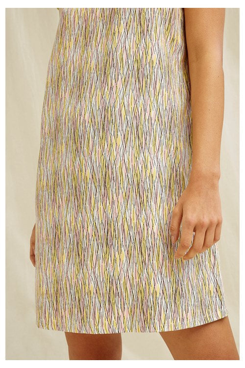 Robe courte motifs jaune et rose en tencel - Rohina