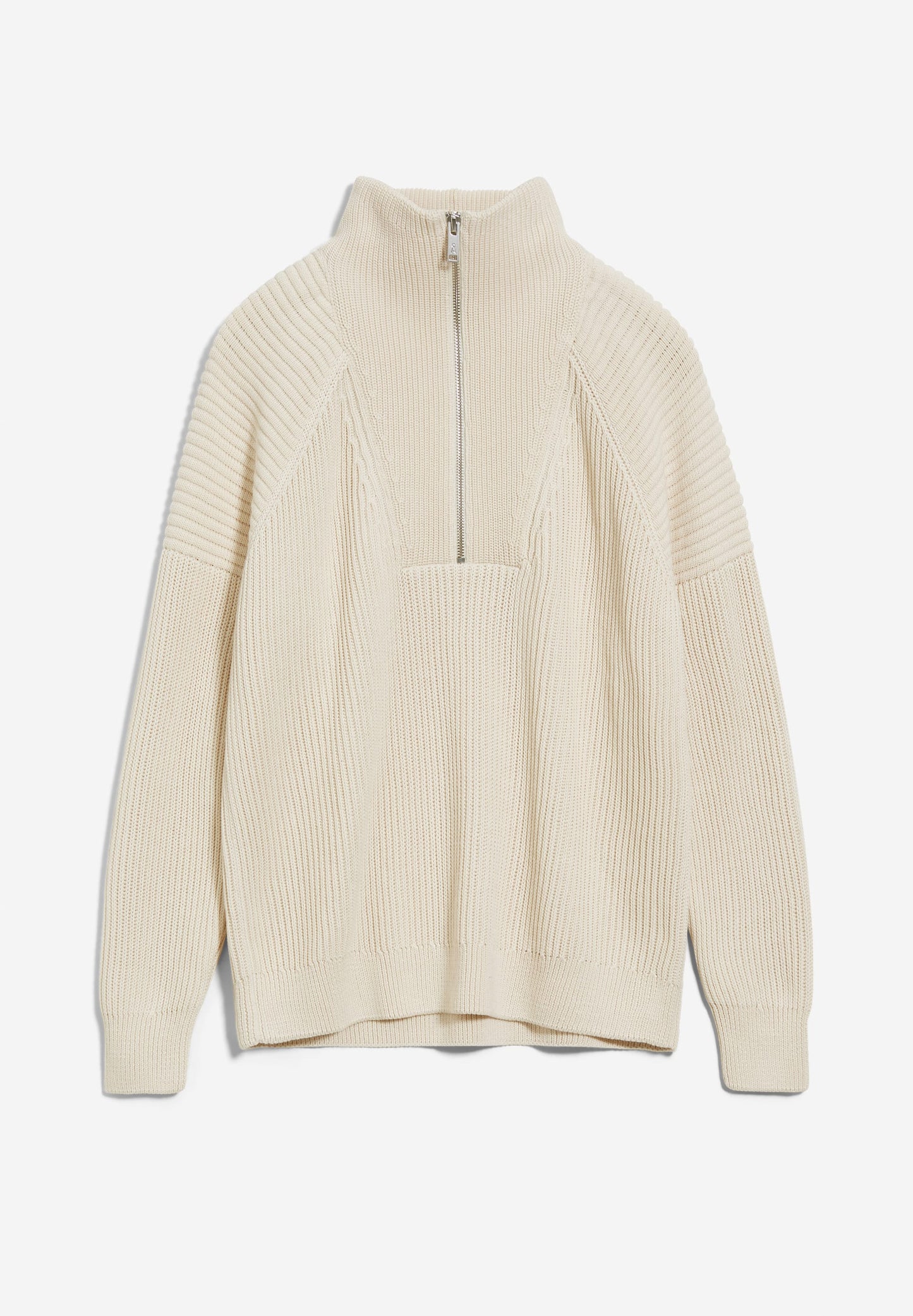Pull col zippé écru en coton bio non teinté - ronyiaas undyed