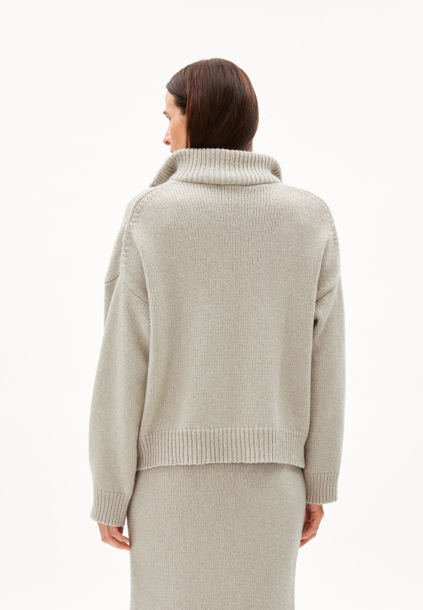 Pull col zippé en coton et laine bio | Beige "ronyaas soft sand stone"