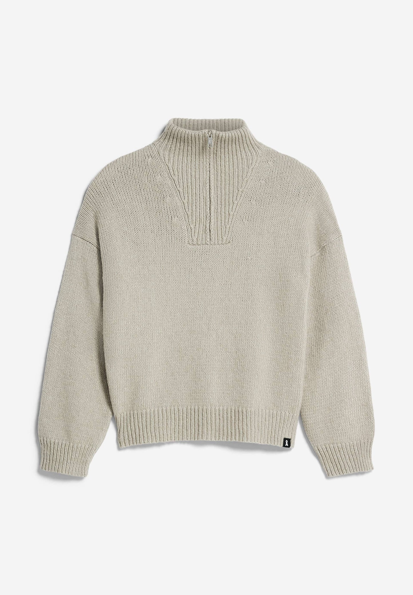 Pull col zippé en coton et laine bio | Beige "ronyaas soft sand stone"