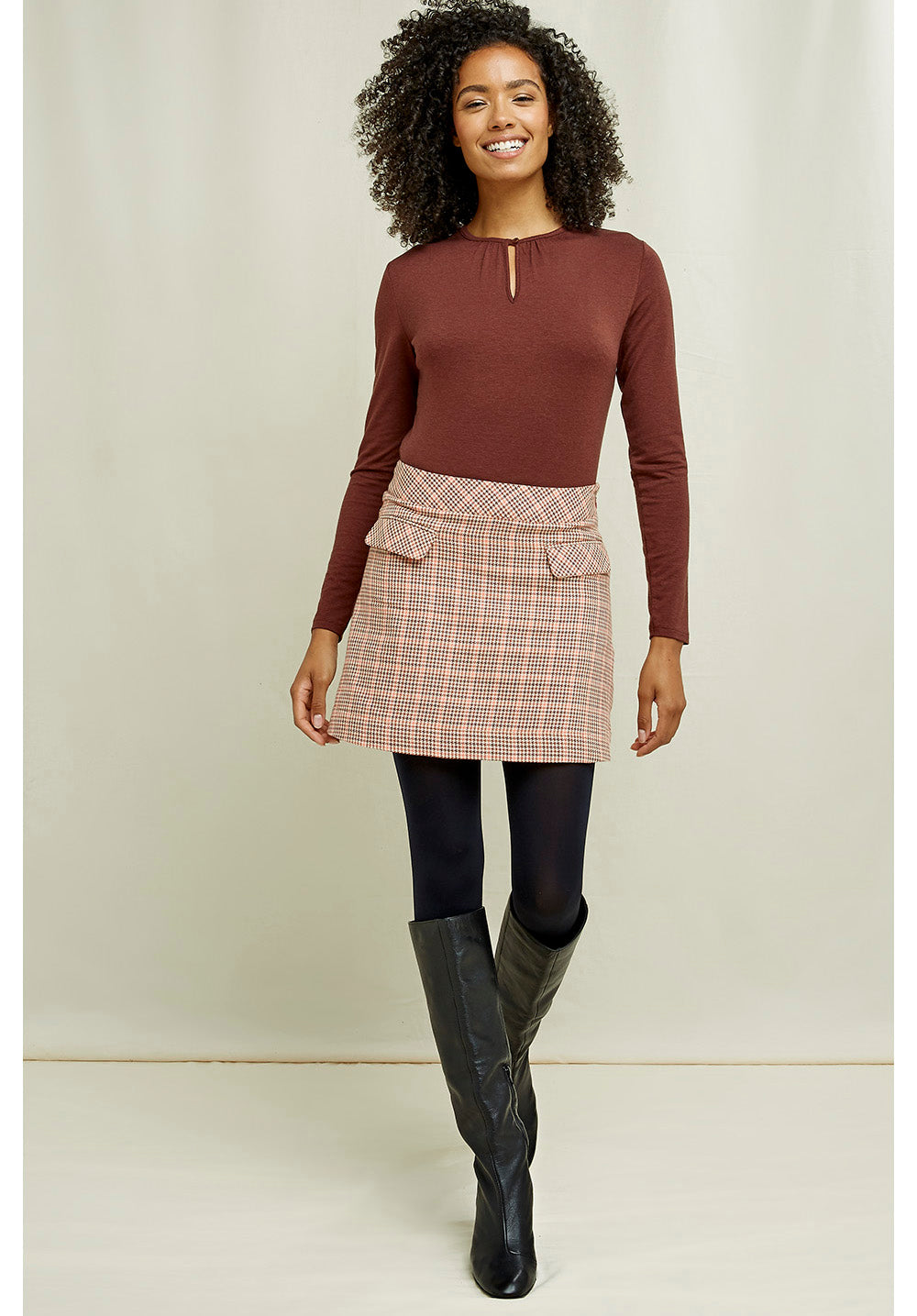 Mini jupe à carreaux en coton bio - Rosa