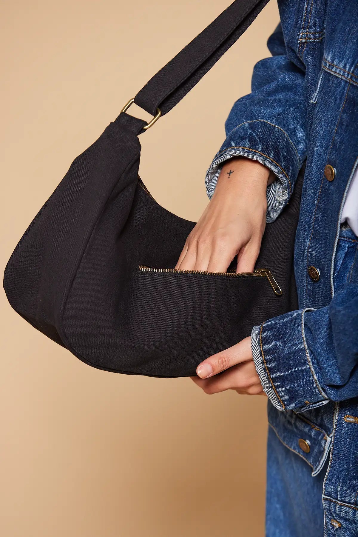 Sac en coton bio | Noir "rosa noir"