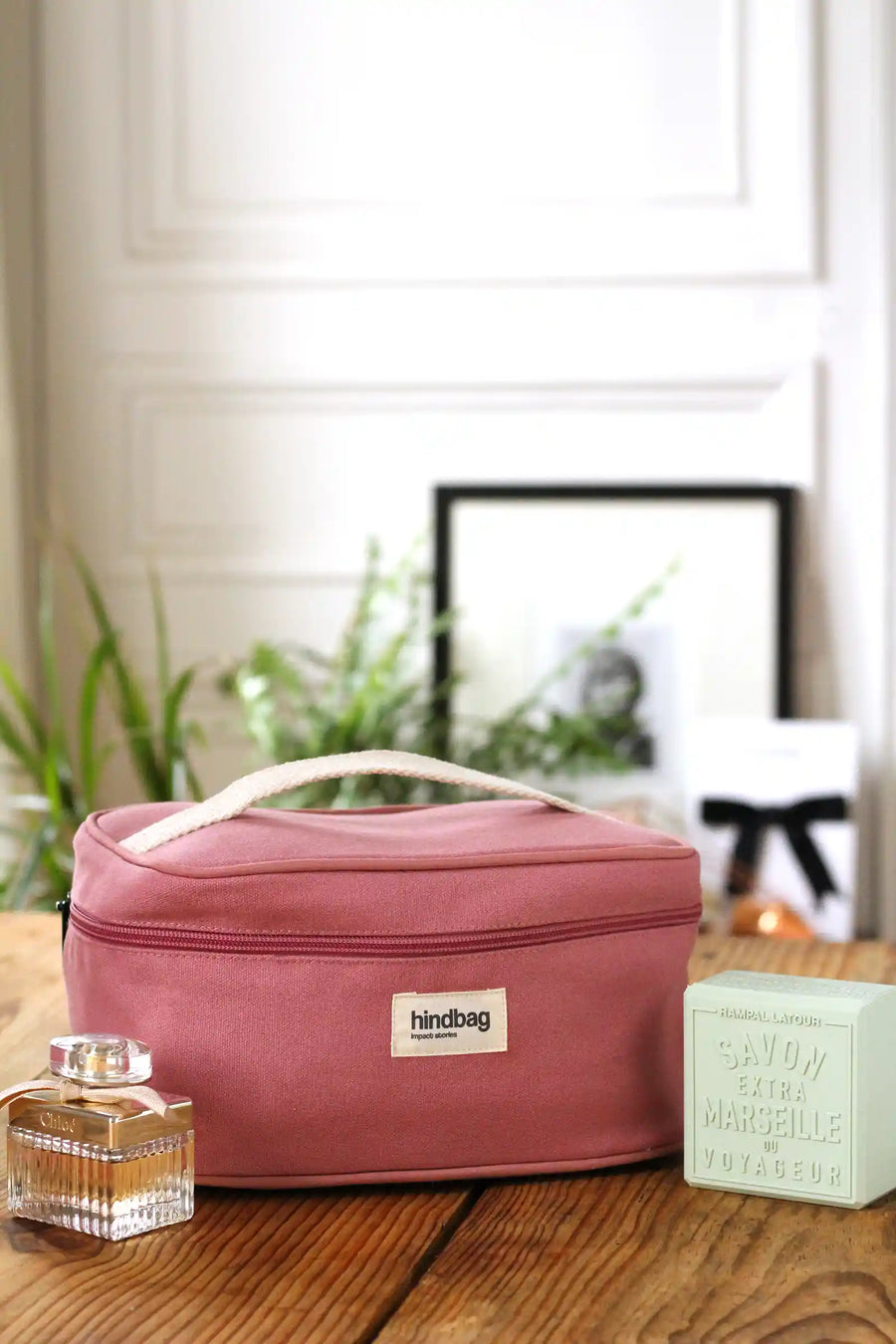 Trousse de toilette en coton bio | rose "gaspard rose blush"