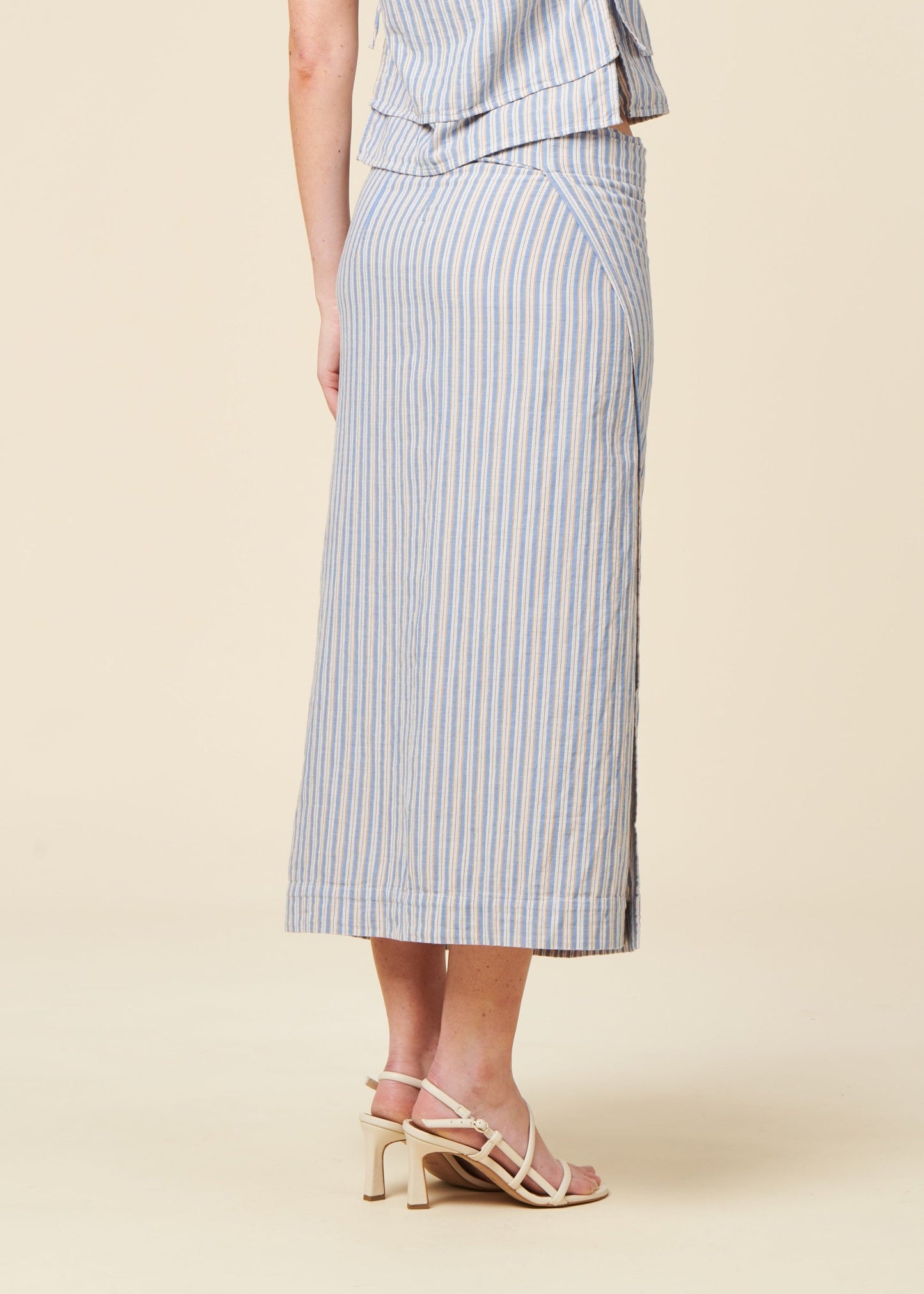 Jupe portefeuille en coton bio | rayé "Wrap skirt - multi stripe"