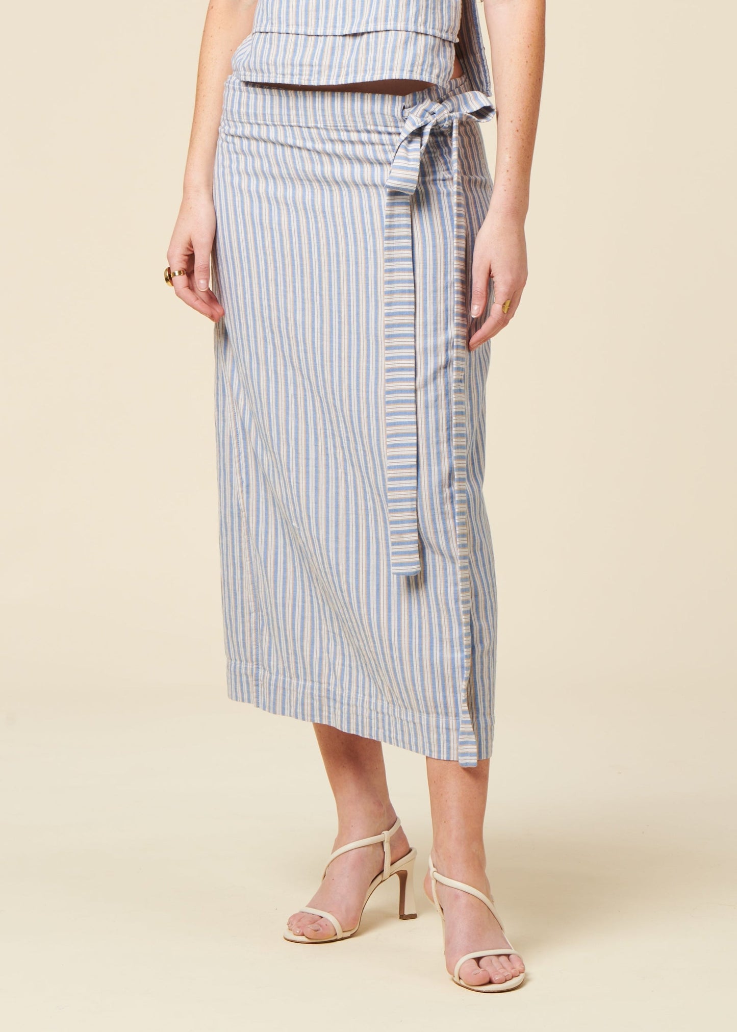 Jupe portefeuille en coton bio | rayé "Wrap skirt - multi stripe"