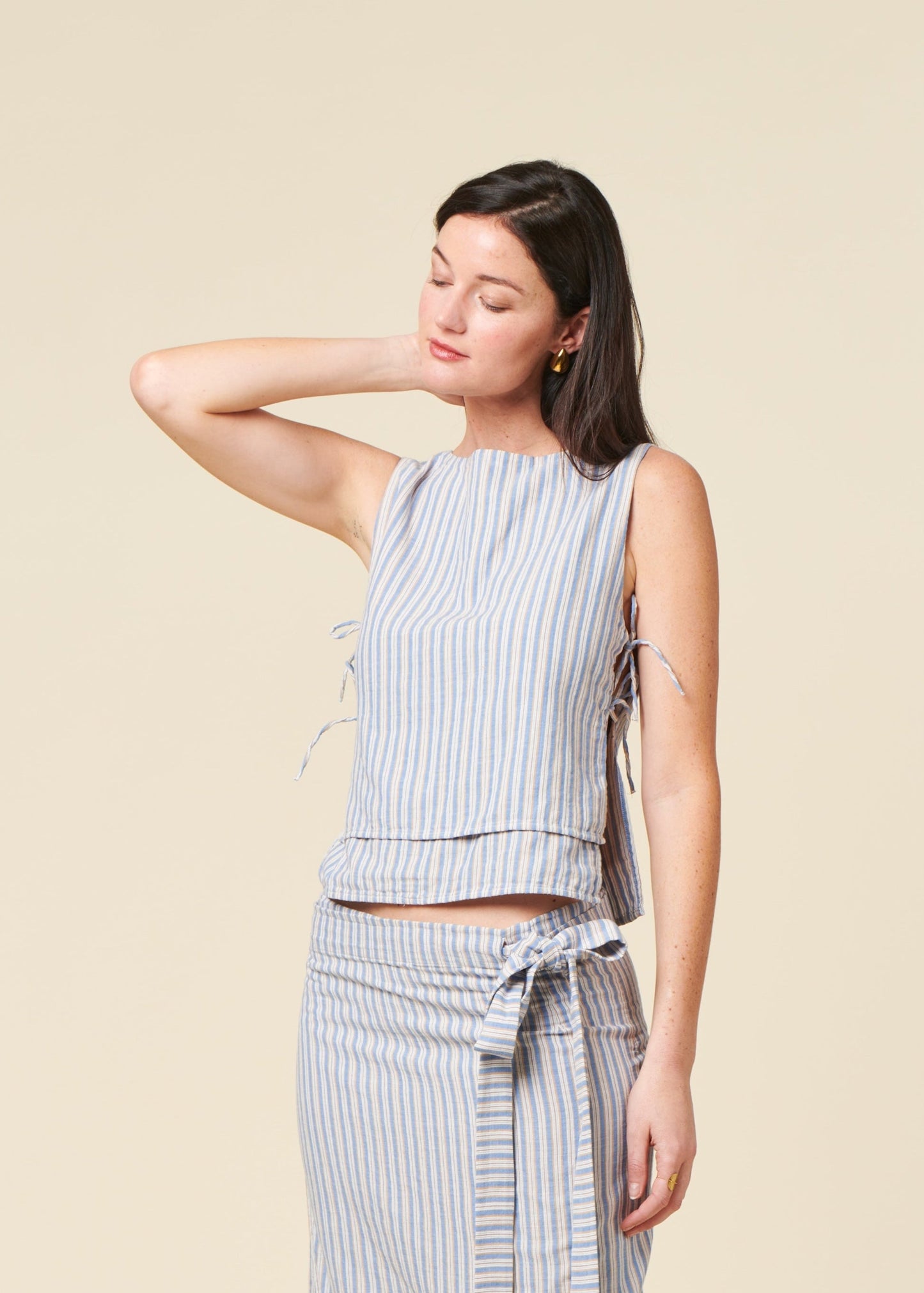 Top en coton bio | rayé "Tie top - multi stripe"