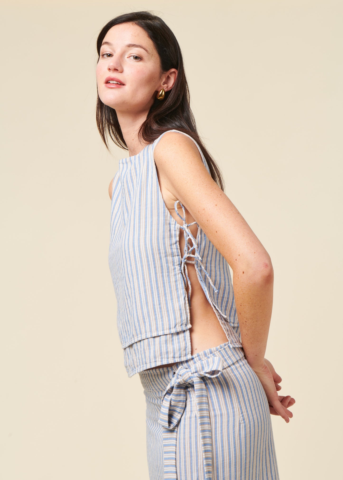Top en coton bio | rayé "Tie top - multi stripe"