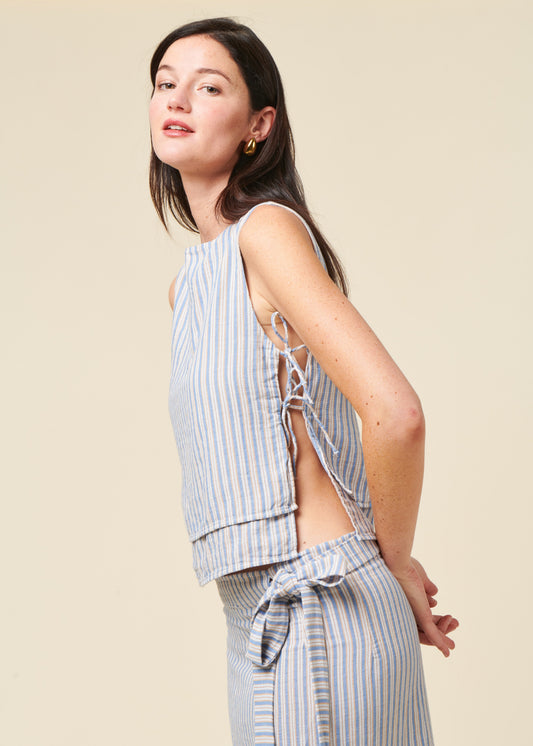 Top en coton bio | rayé "Tie top - multi stripe"