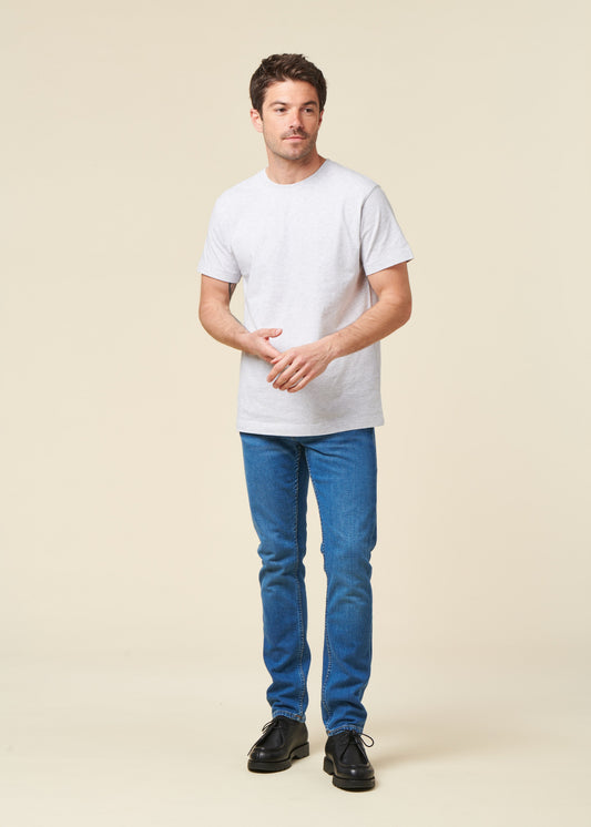 Jean slim en coton bio | bleu "lean dean broken spirit"