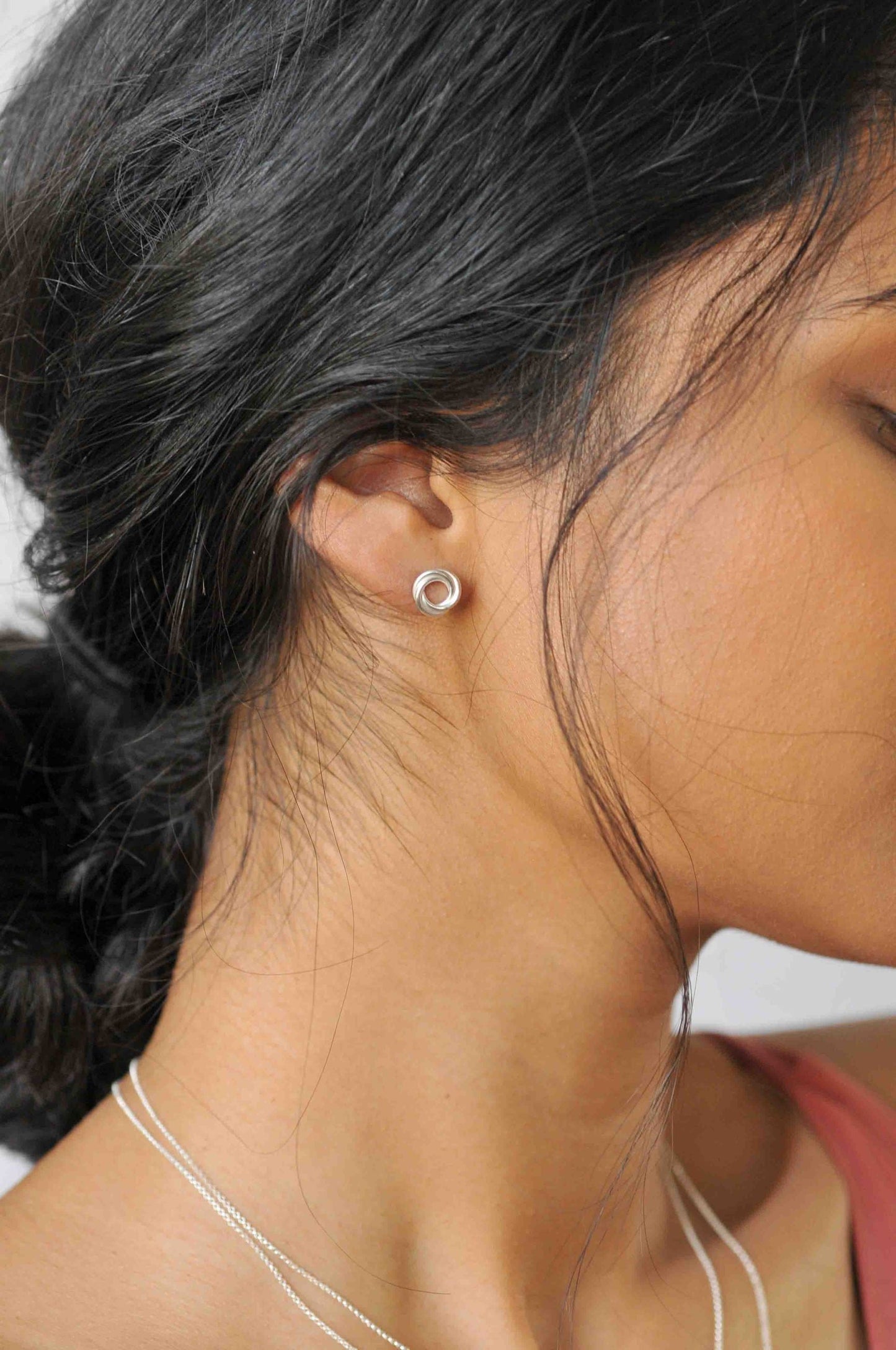 Boucles d'oreilles en argent recyclé - Silver Russian Circle Stud