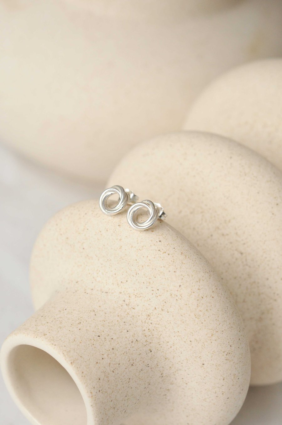Boucles d'oreilles en argent recyclé - Silver Russian Circle Stud
