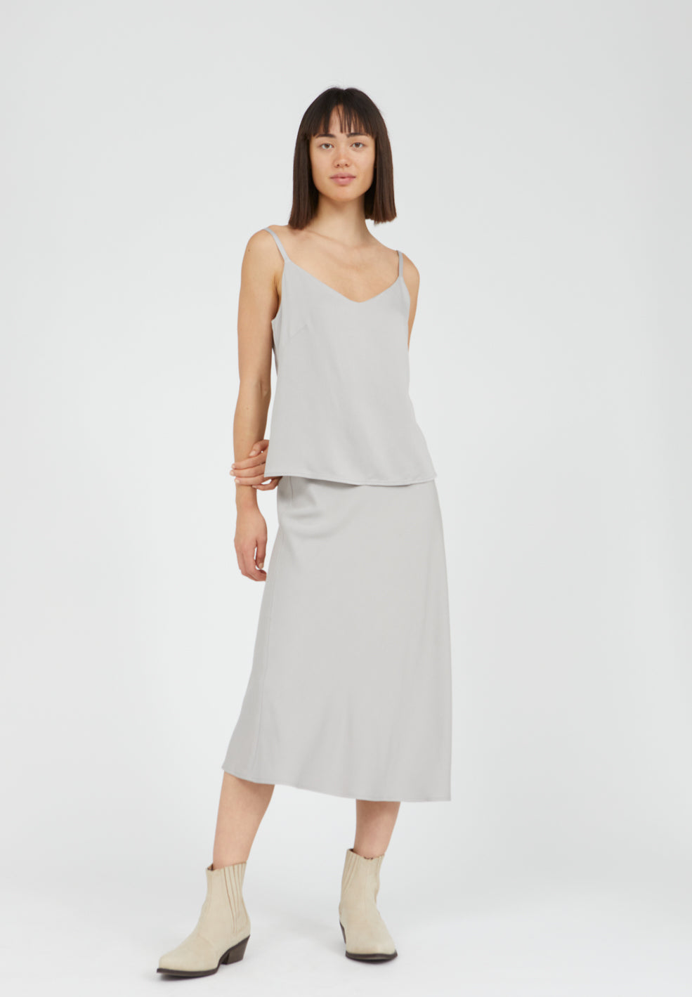 Top gris clair en tencel - SAADE