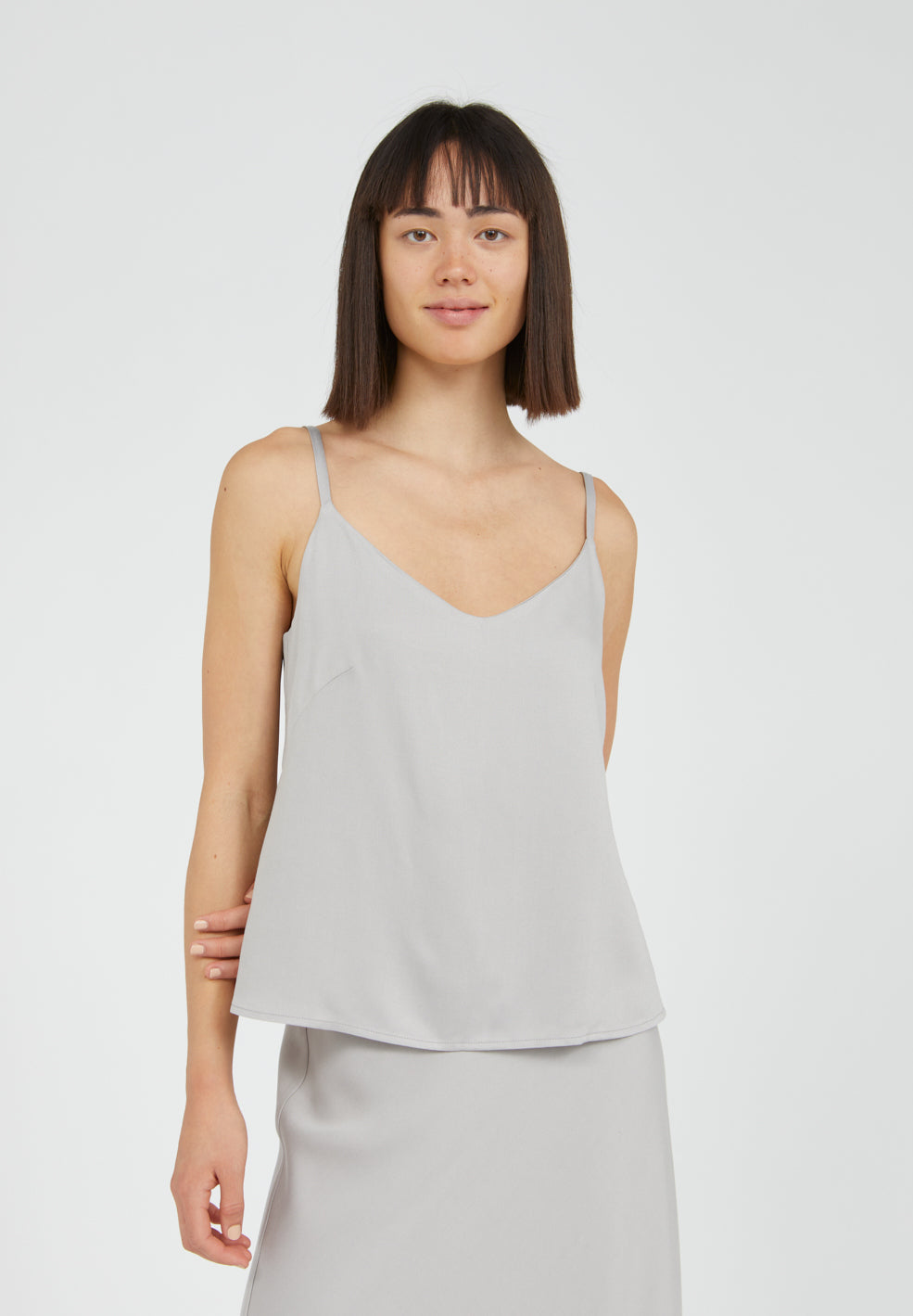 Top gris clair en tencel - SAADE