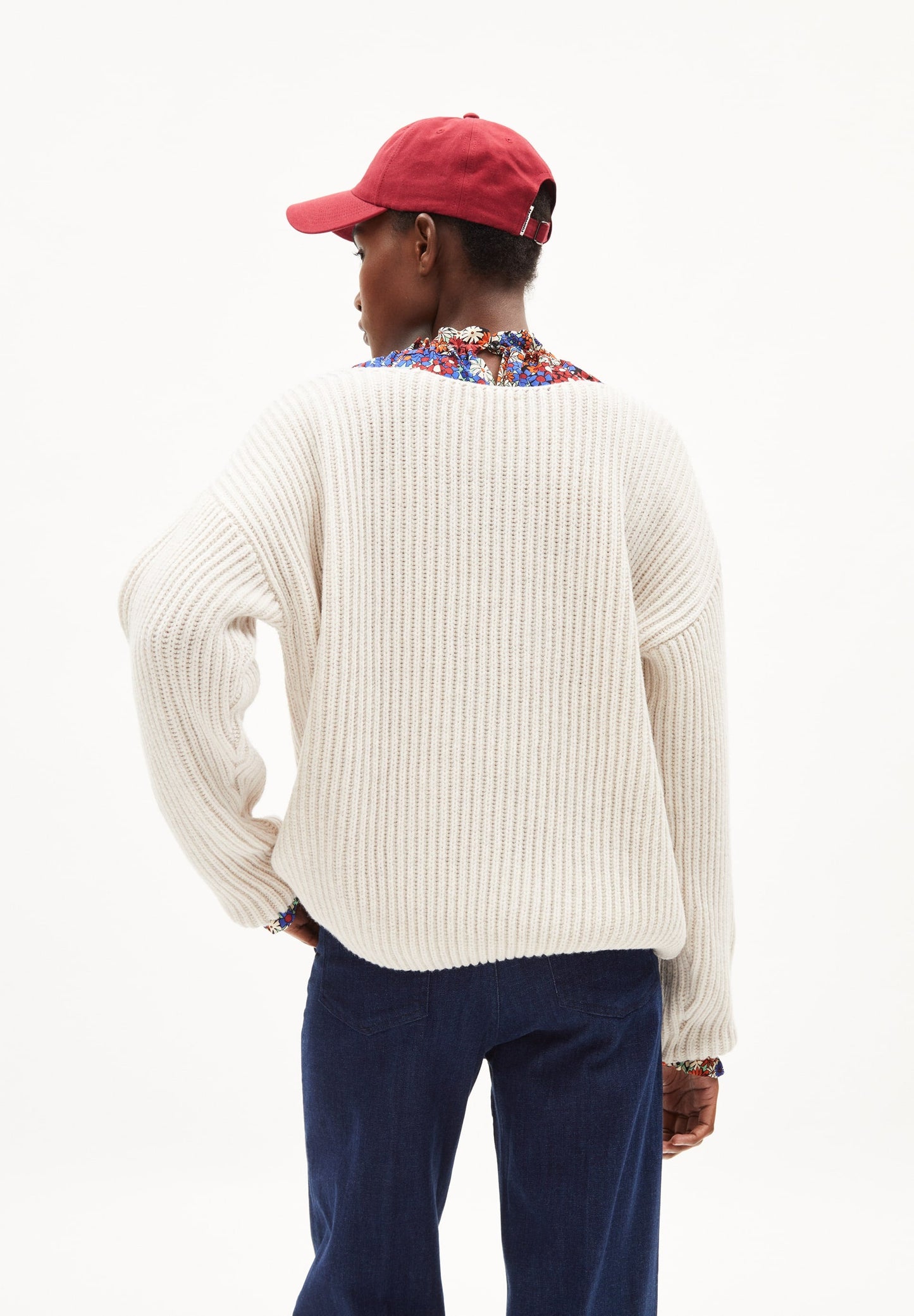 Pull ample écru en laine bio et recyclée - saadi solid oatmilk