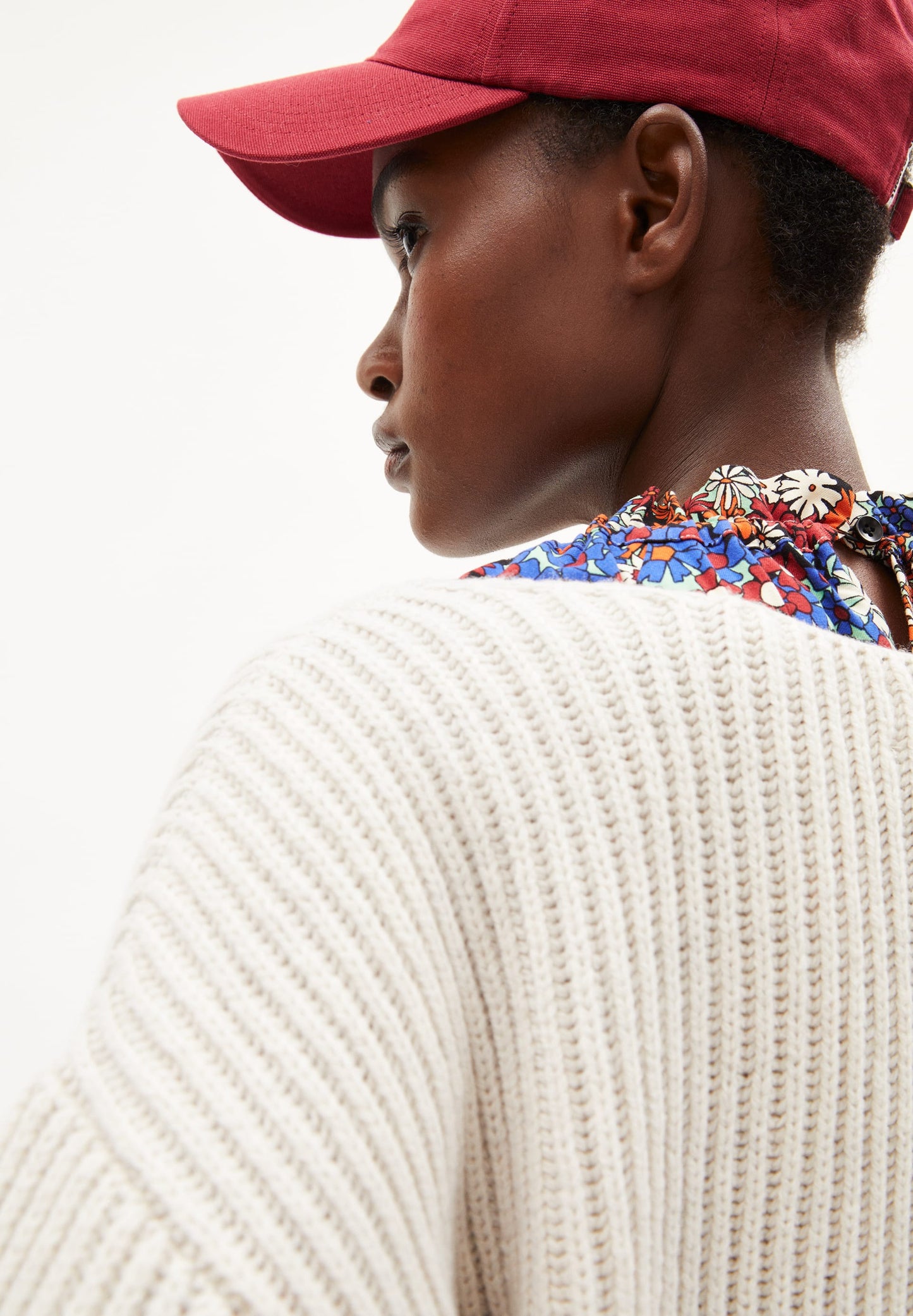 Pull ample écru en laine bio et recyclée - saadi solid oatmilk