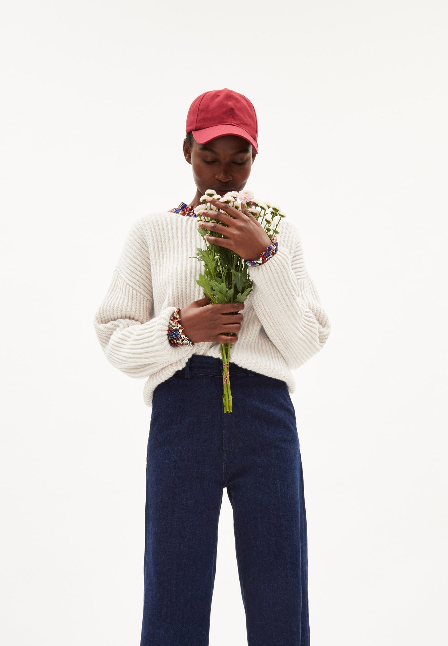 Pull ample écru en laine bio et recyclée - saadi solid oatmilk