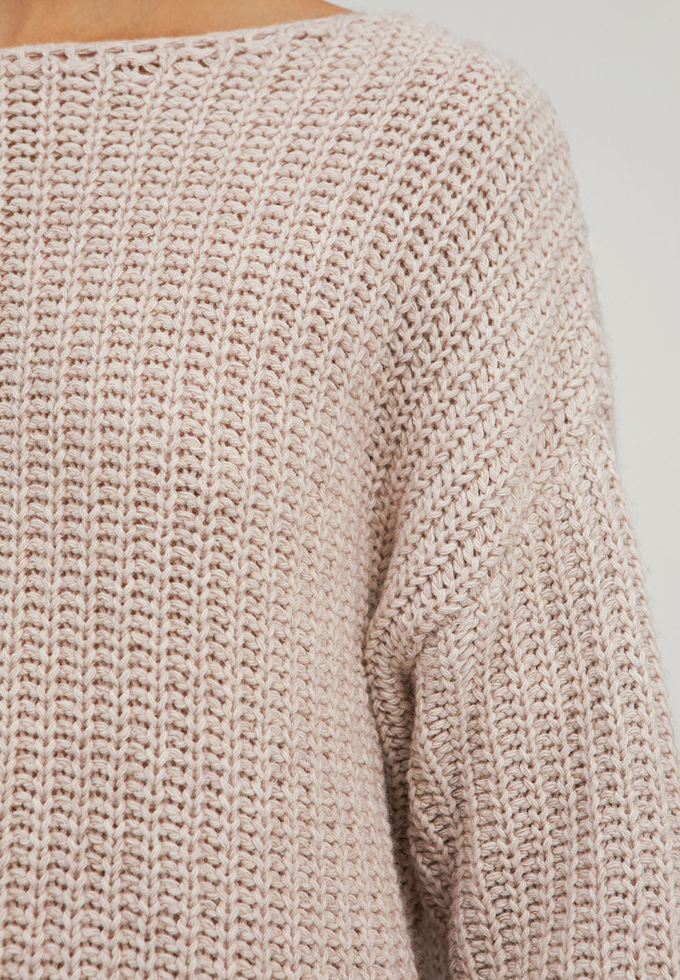 Pull ample en maille beige en coton bio et laine bio - Saadie