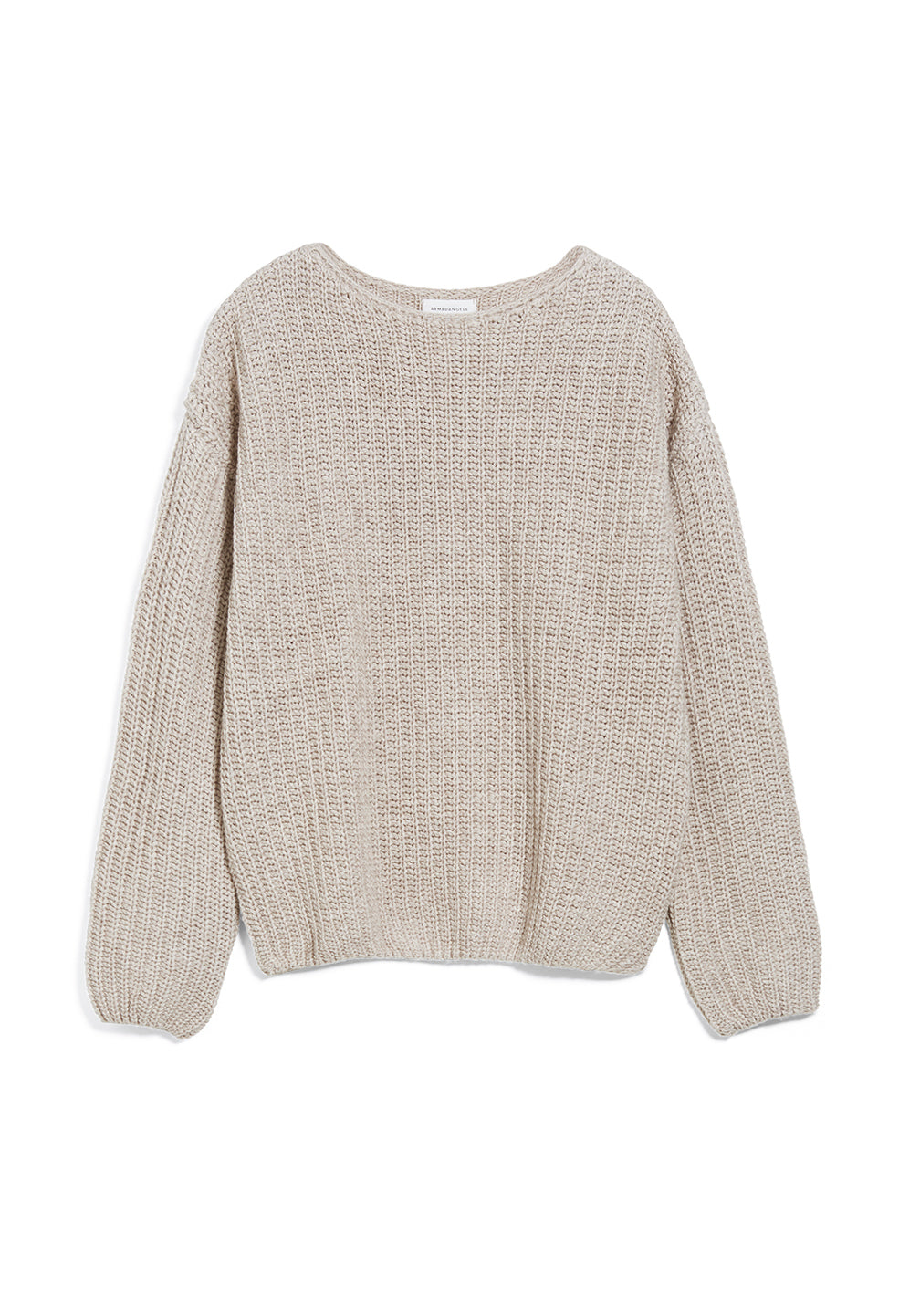 Pull ample en maille beige en coton bio et laine bio - Saadie