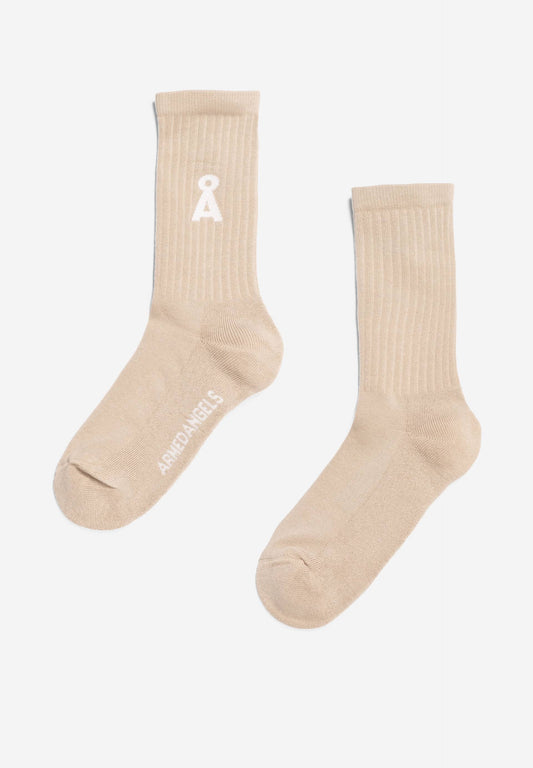 Chaussettes en coton bio et matière recyclée | beige "saamu bold sand stone"