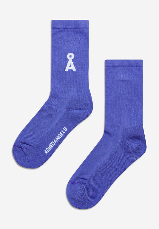 Chaussettes violettes en coton bio et matière recyclée - saamu bold vibrant violet