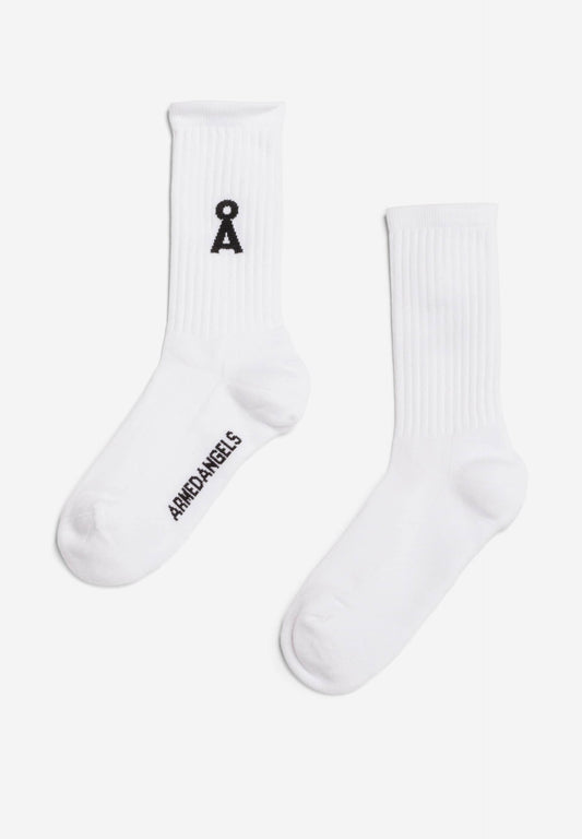 Chaussettes en coton bio et matière recyclée | blanc "saamu bold white"