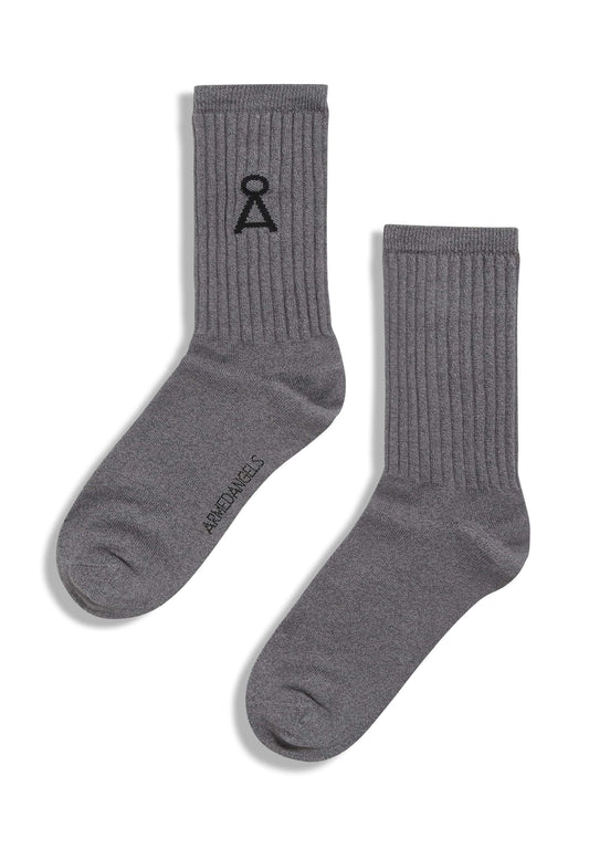 Chaussettes grises en coton bio et recyclé - SAAMU grey melange