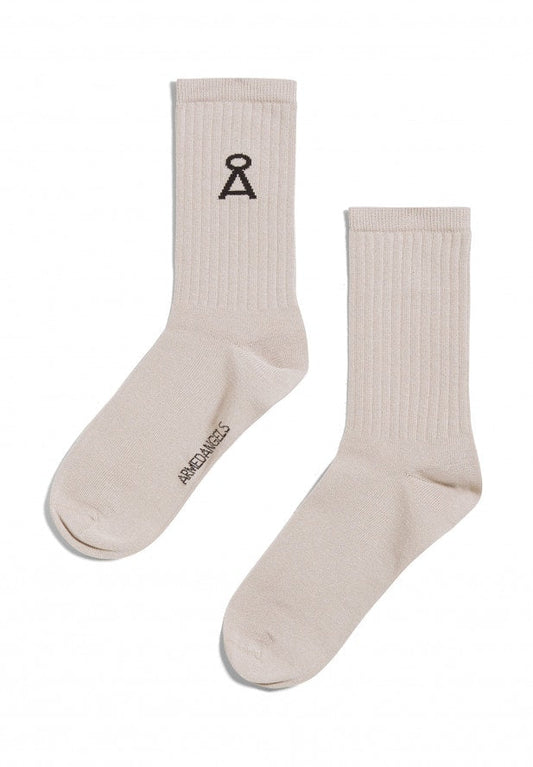 Chaussettes beiges en coton bio et recyclé - SAAMU light desert