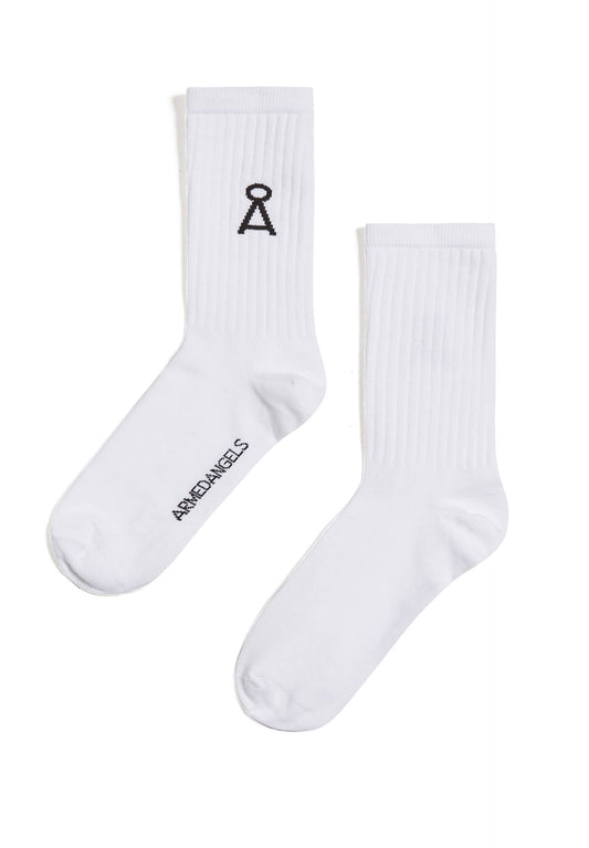Chaussettes blanches en coton bio et polyamide recyclé - SAAMU white