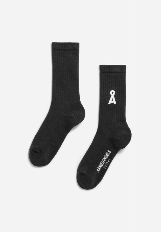 Chaussettes en coton biologique | noir "Saamus bold - black"