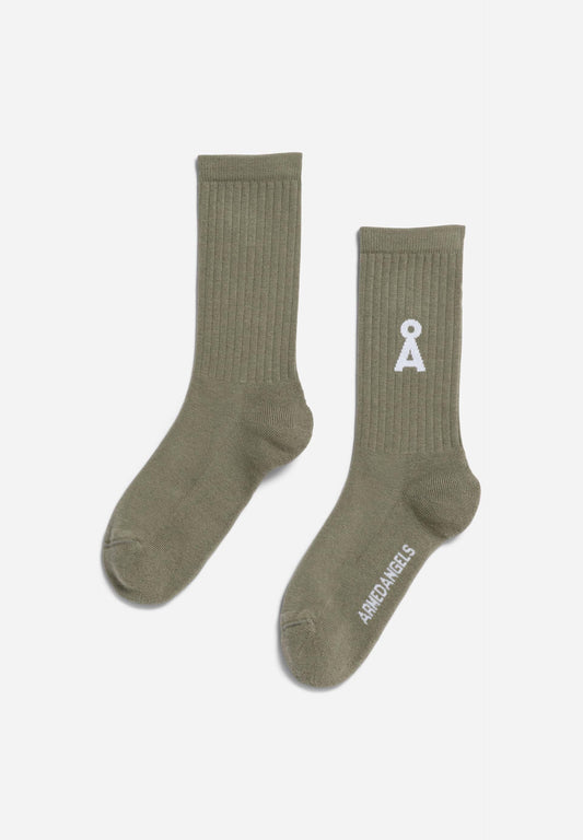 Chaussettes en coton bio et recyclé | kaki "saamus bold - cool sage"