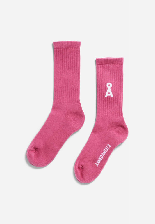 Chaussettes en coton bio | rose "saamus bold - crushed berry"