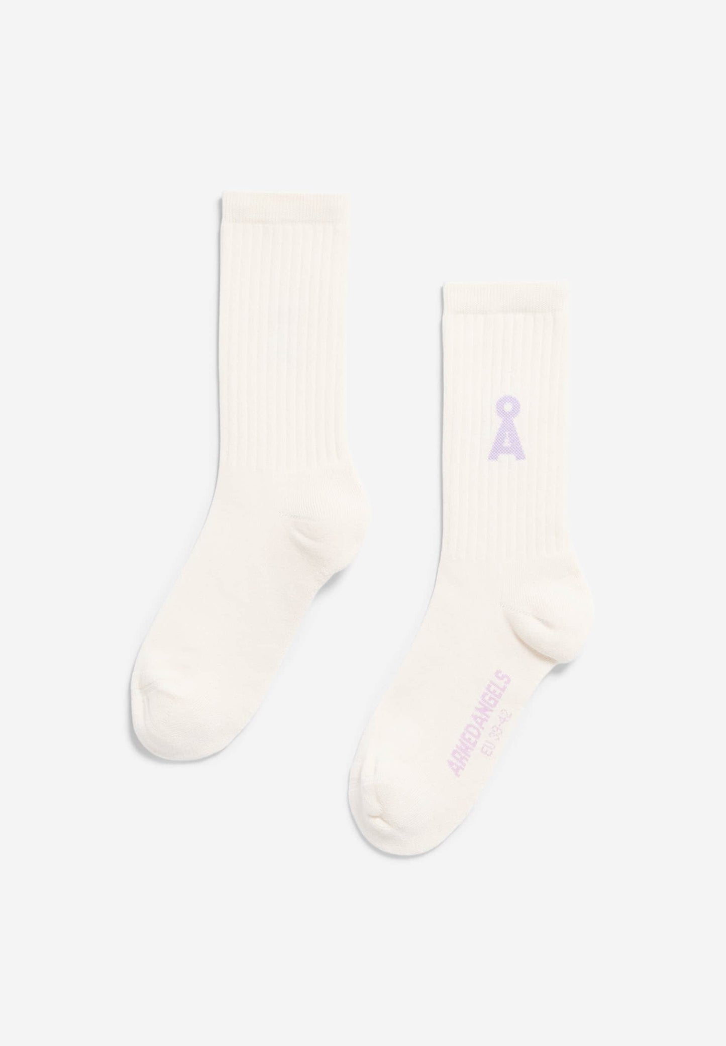 Chaussettes en coton biologique | beige "Saamus bold - oatmilk-lavender light"