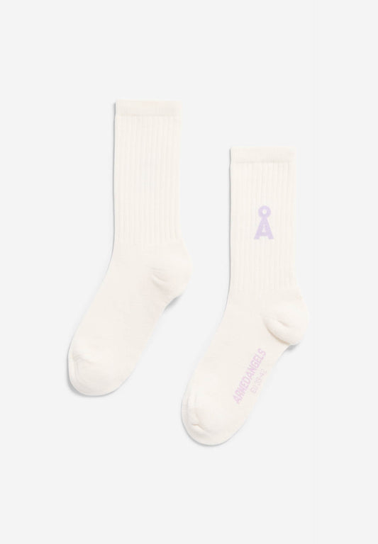 Chaussettes en coton biologique | beige "Saamus bold - oatmilk-lavender light"