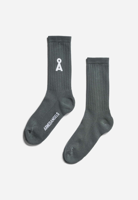 Chaussettes en coton bio et matière recyclée | gris "saamus bold space steel"