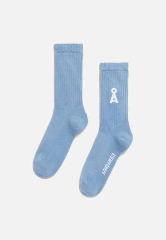 Chaussettes en coton bio | bleu "saamus bold - vintage blue"