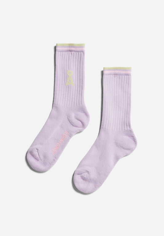 Chaussettes en coton bio et matière recyclée | violet "saamus stripes lavender light"