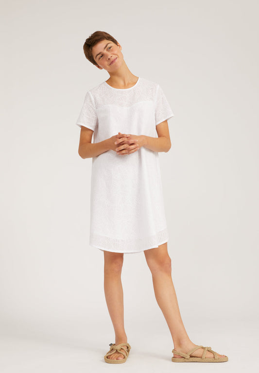 Robe légère broderie anglaise blanche en coton bio - SABELAA